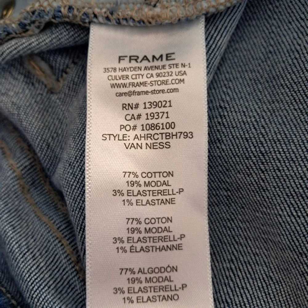 FRAME 31 Ali High Rise Cigarette Jeans Van Ness Wash Denim Raw Hem Ankle - Picture 10 of 10